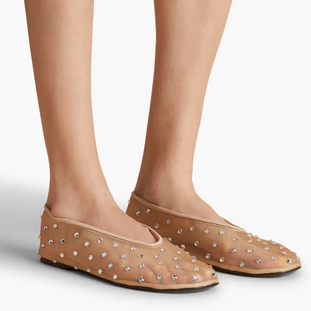 Khaite Marcy flats in mesh with crystals size 37.5